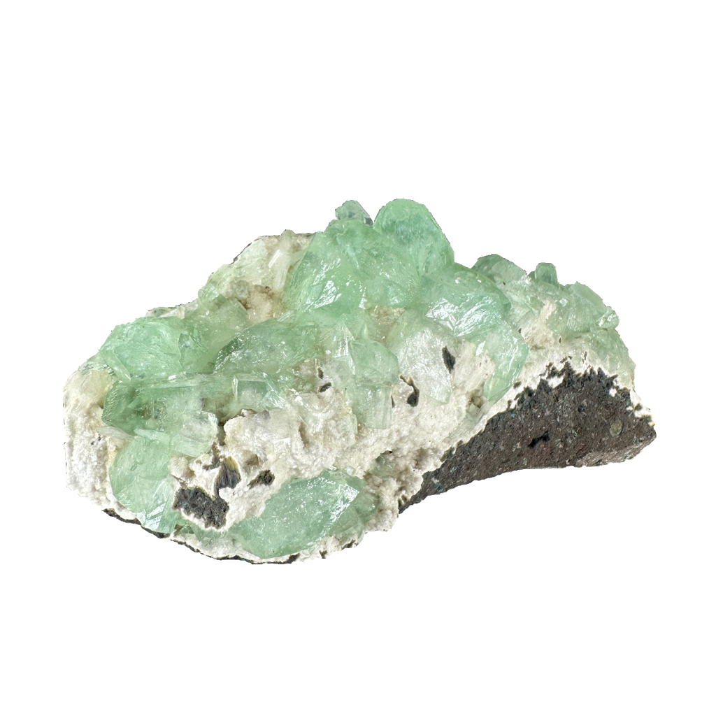 Green Apophyllite on White Heulandite