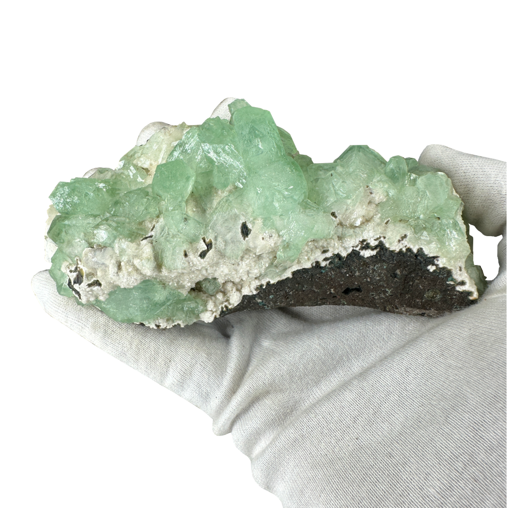 Green Apophyllite on White Heulandite