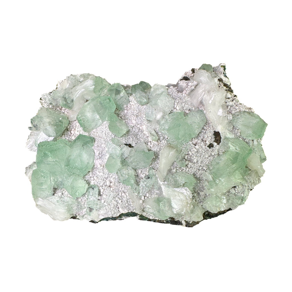 Green Apophyllite on White Heulandite