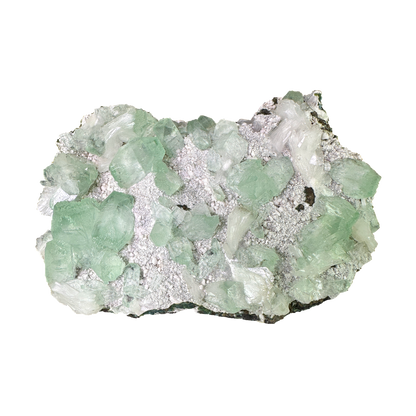 Green Apophyllite on White Heulandite
