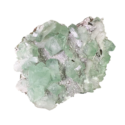 Green Apophyllite on White Heulandite