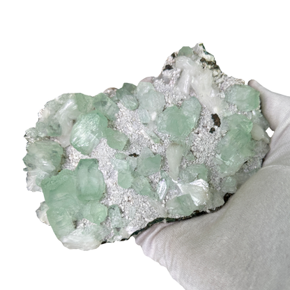 Green Apophyllite on White Heulandite
