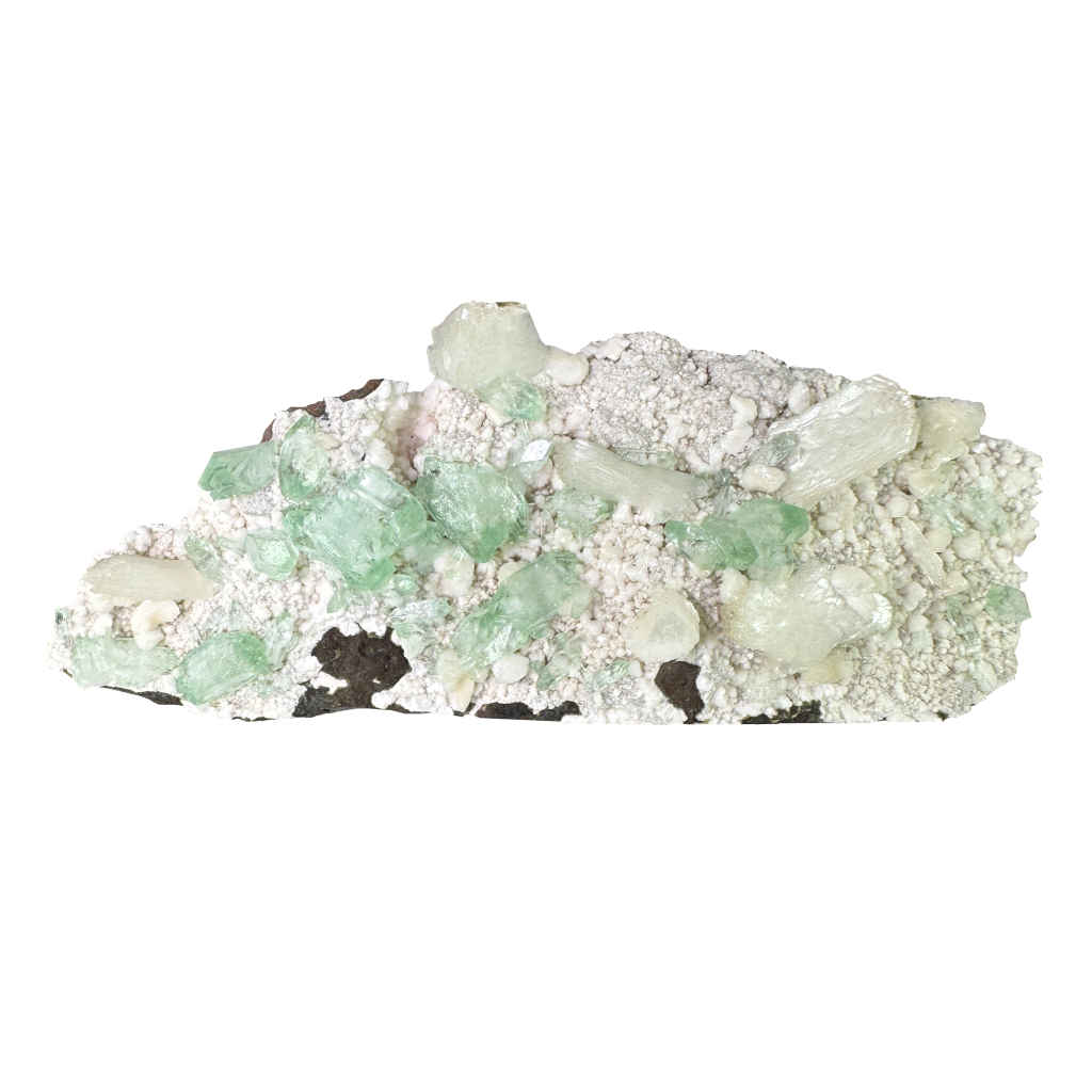 Green Apophyllite on White Heulandite