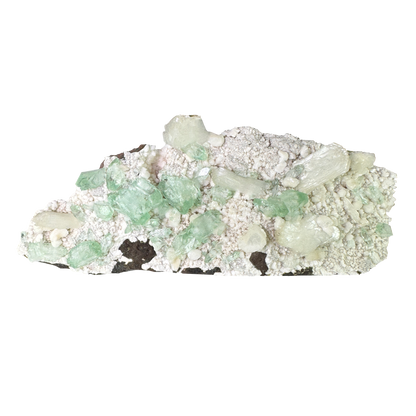 Green Apophyllite on White Heulandite