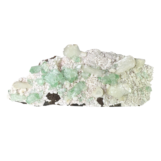 Green Apophyllite on White Heulandite
