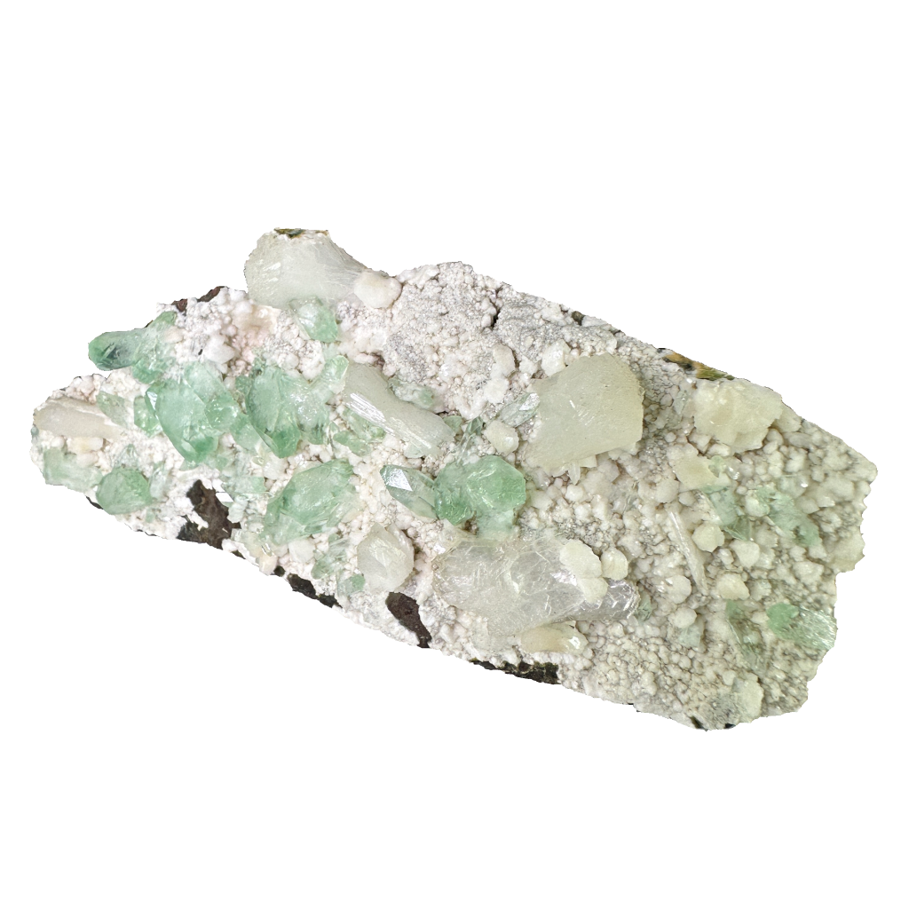Green Apophyllite on White Heulandite