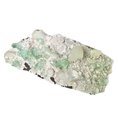 Green Apophyllite on White Heulandite