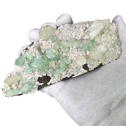 Green Apophyllite on White Heulandite