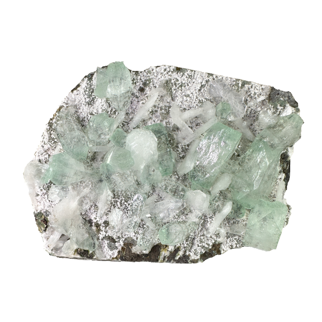 Green Apophyllite on White Heulandite