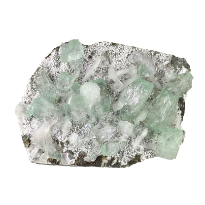 Green Apophyllite on White Heulandite
