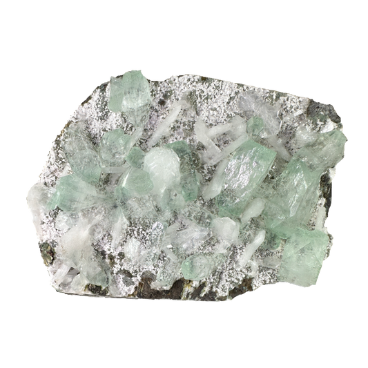 Green Apophyllite on White Heulandite