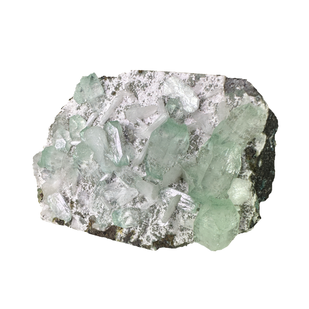 Green Apophyllite on White Heulandite