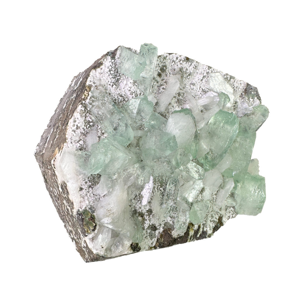 Green Apophyllite on White Heulandite