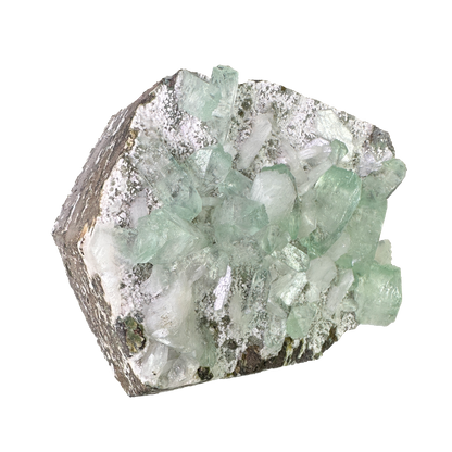 Green Apophyllite on White Heulandite