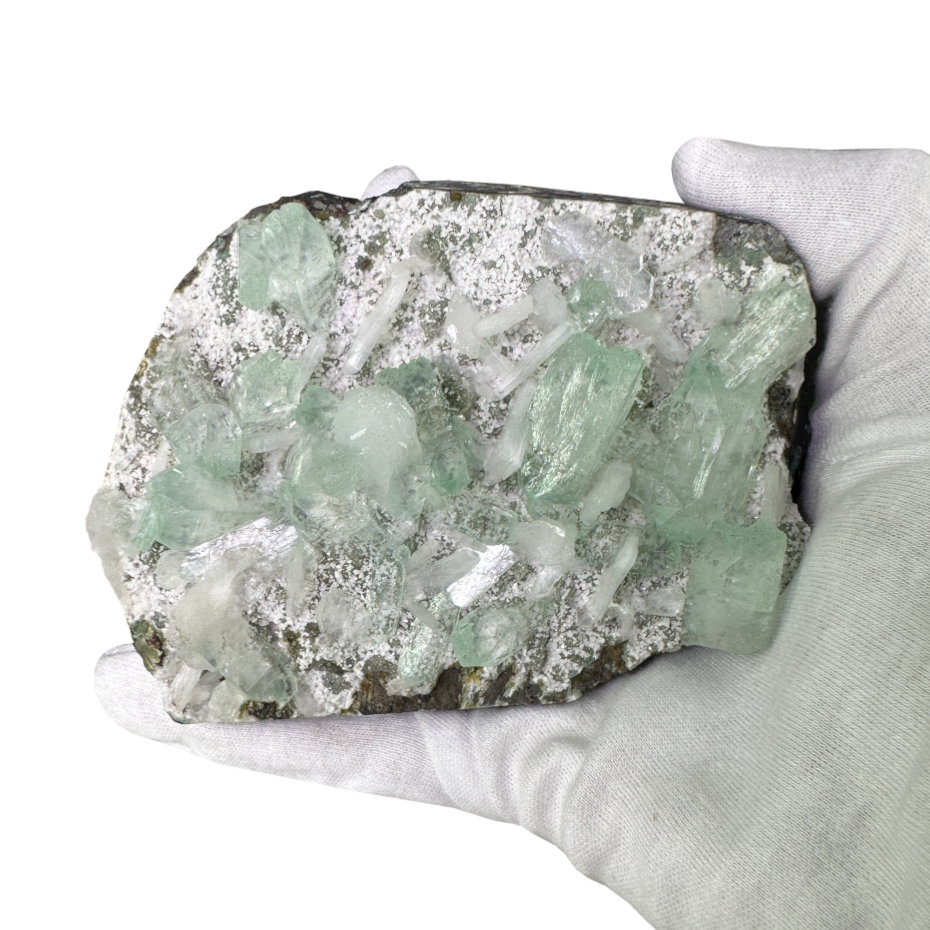 Green Apophyllite on White Heulandite