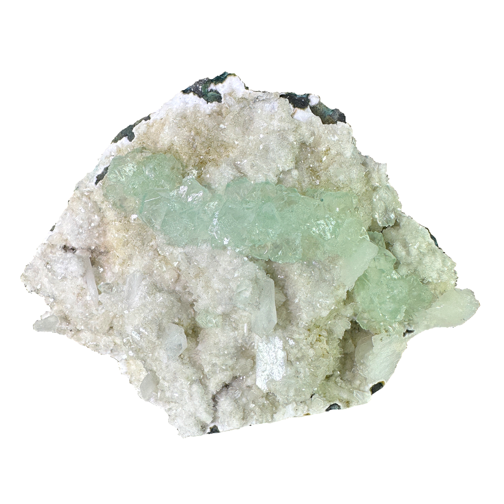 Green Apophyllite on White Heulandite