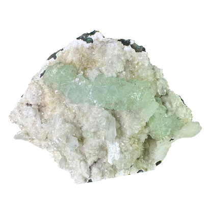 Green Apophyllite on White Heulandite