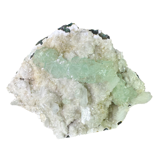 Green Apophyllite on White Heulandite