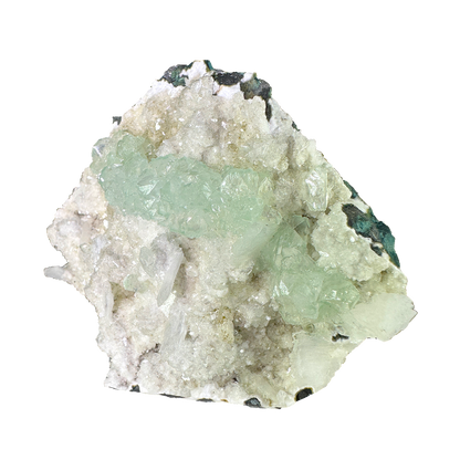 Green Apophyllite on White Heulandite