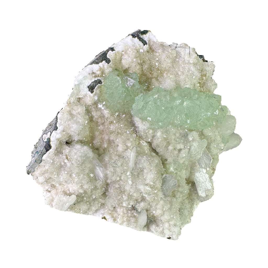Green Apophyllite on White Heulandite