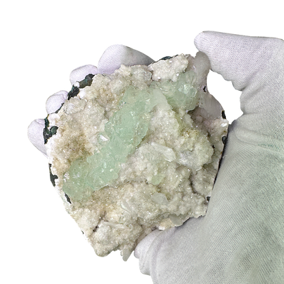 Green Apophyllite on White Heulandite