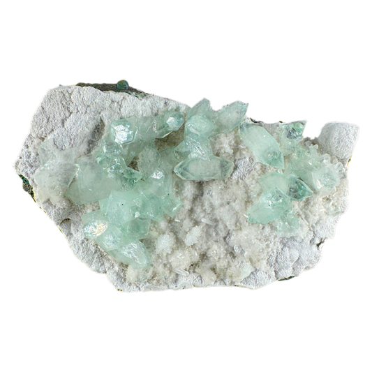Green Apophyllite on White Mordenite