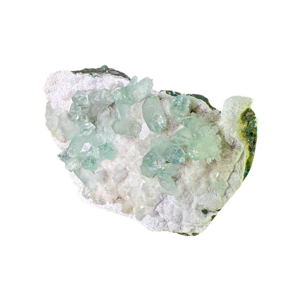 Green Apophyllite on White Mordenite