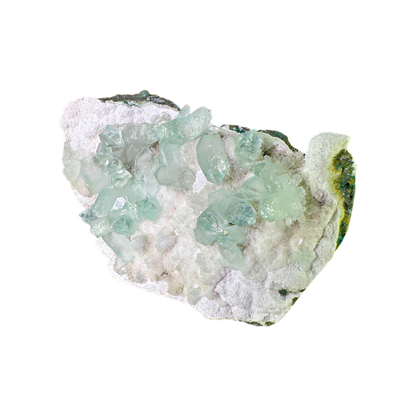 Green Apophyllite on White Mordenite