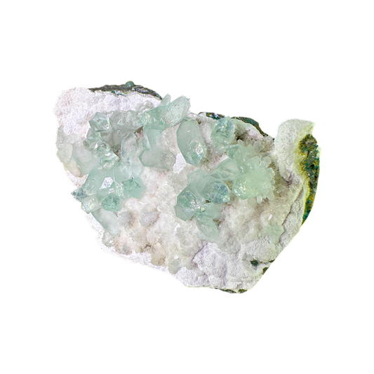 Green Apophyllite on White Mordenite