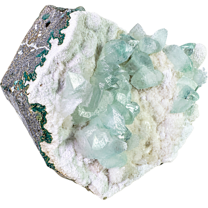 Green Apophyllite on White Mordenite