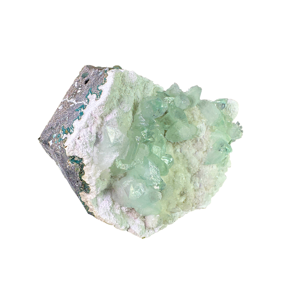Green Apophyllite on White Mordenite