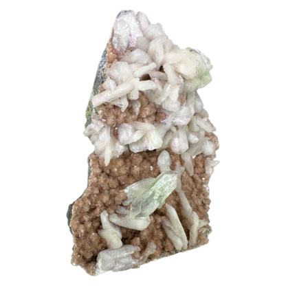 Green Apophyllite with Stilbite on Heulandite