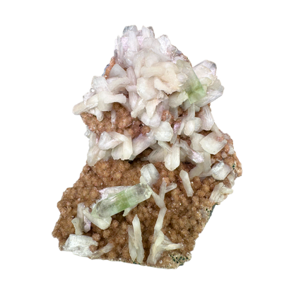 Green Apophyllite with Stilbite on Heulandite
