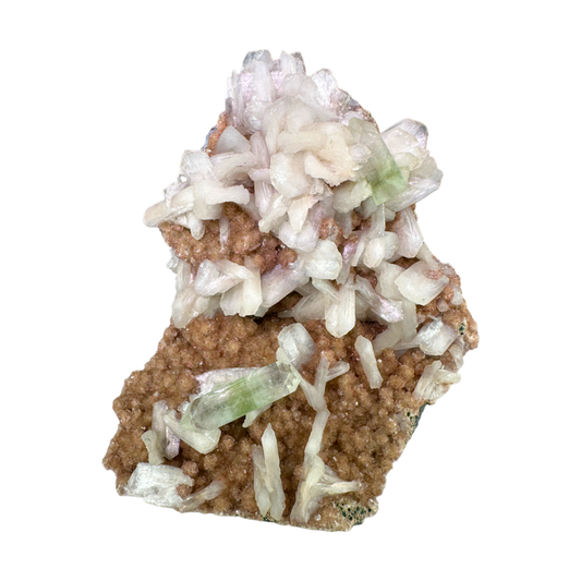 Green Apophyllite with Stilbite on Heulandite