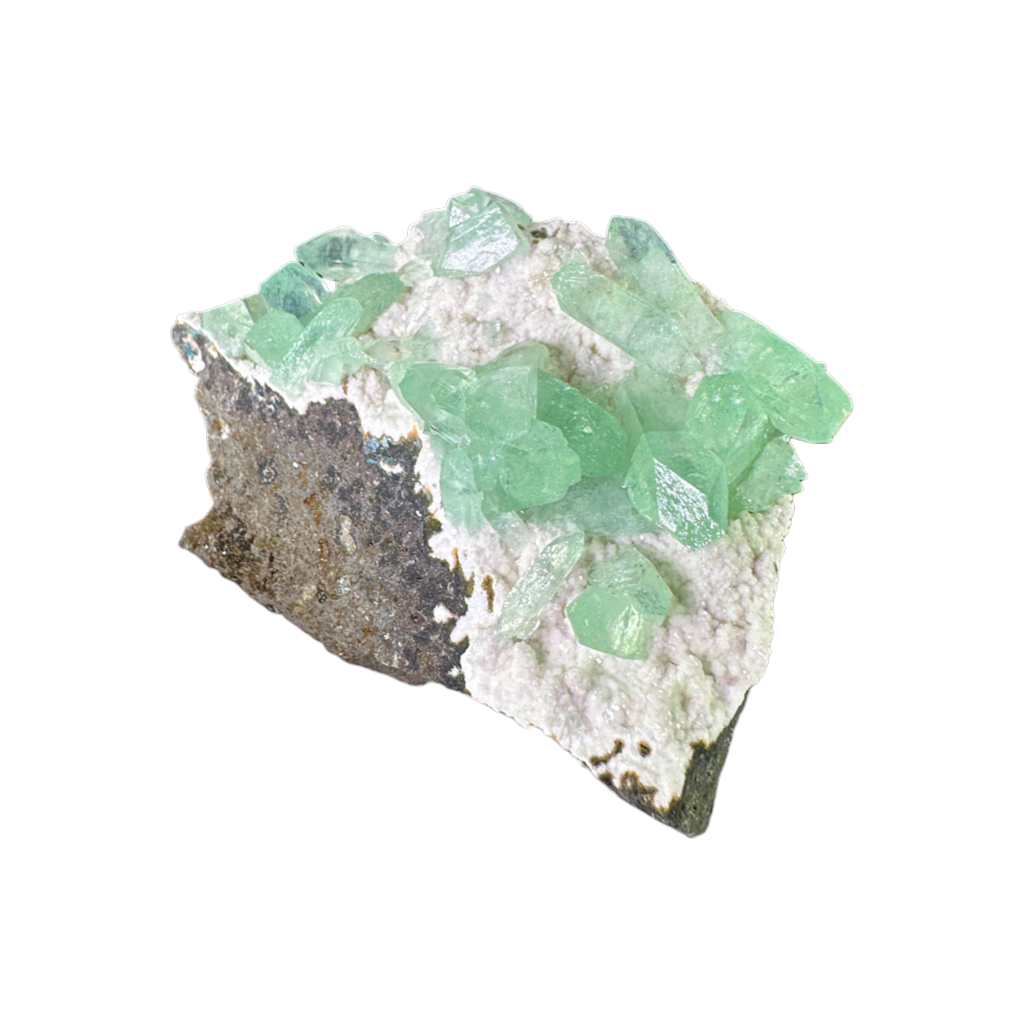 Green Apophyllite on White Mordenite
