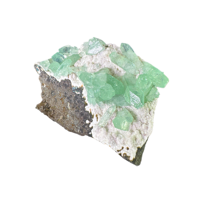 Green Apophyllite on White Mordenite