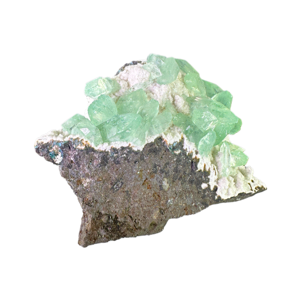 Green Apophyllite on White Mordenite