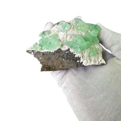 Green Apophyllite on White Mordenite