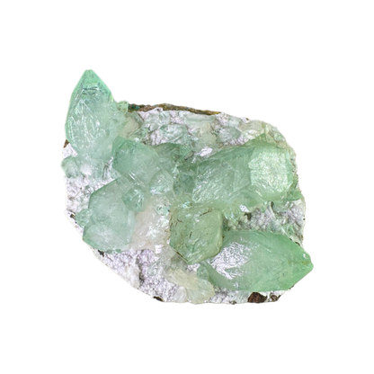 Green Apophyllite with Stilbite on Micro Heulandite