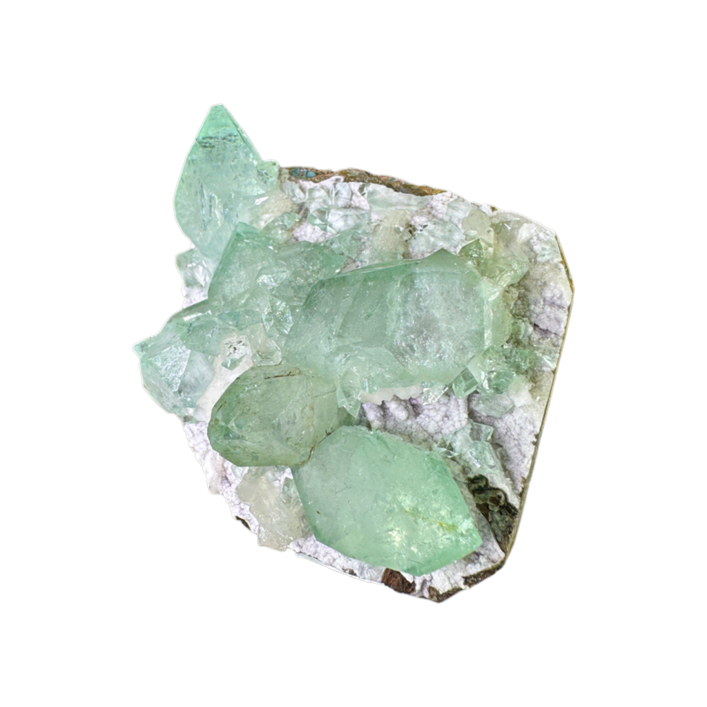 Green Apophyllite with Stilbite on Micro Heulandite
