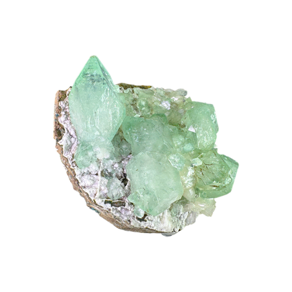 Green Apophyllite with Stilbite on Micro Heulandite