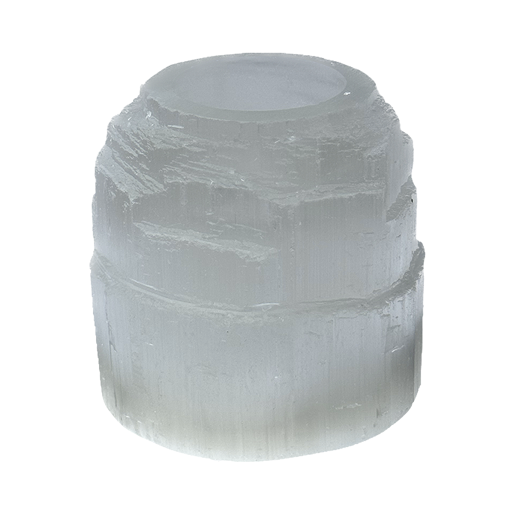 White Selenite Candle Holder