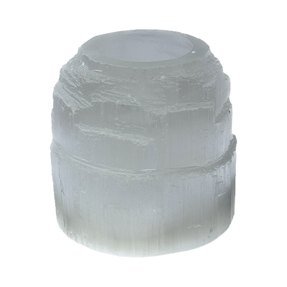 White Selenite Candle Holder