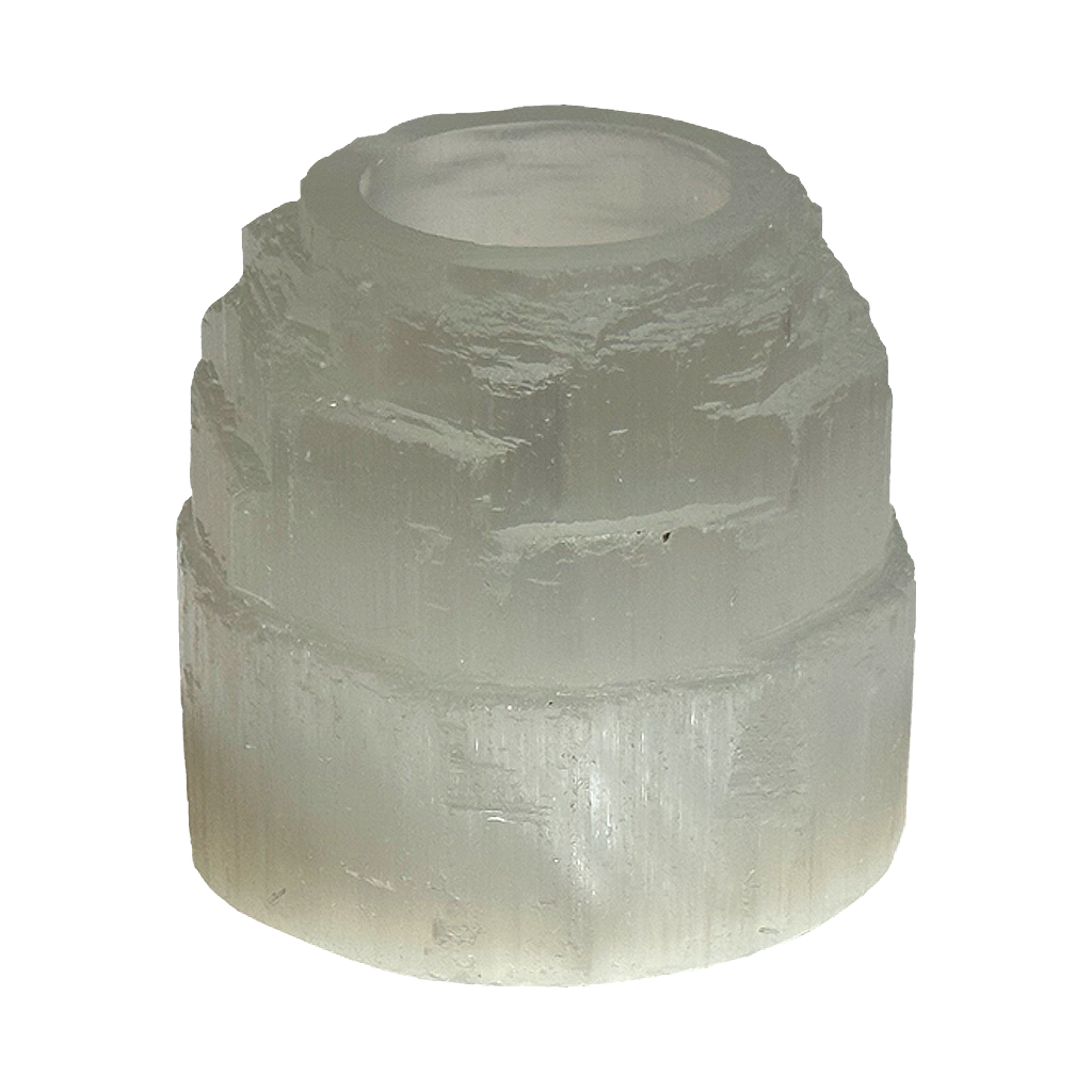 White Selenite Candle Holder