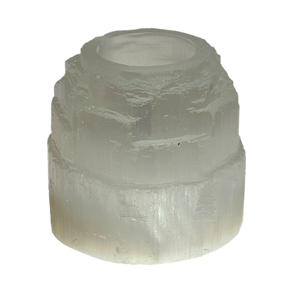 White Selenite Candle Holder
