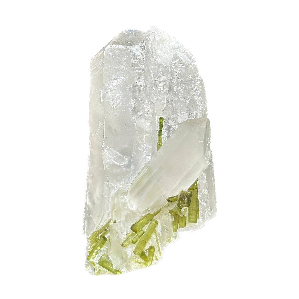 Green Tourmaline On Quartz
