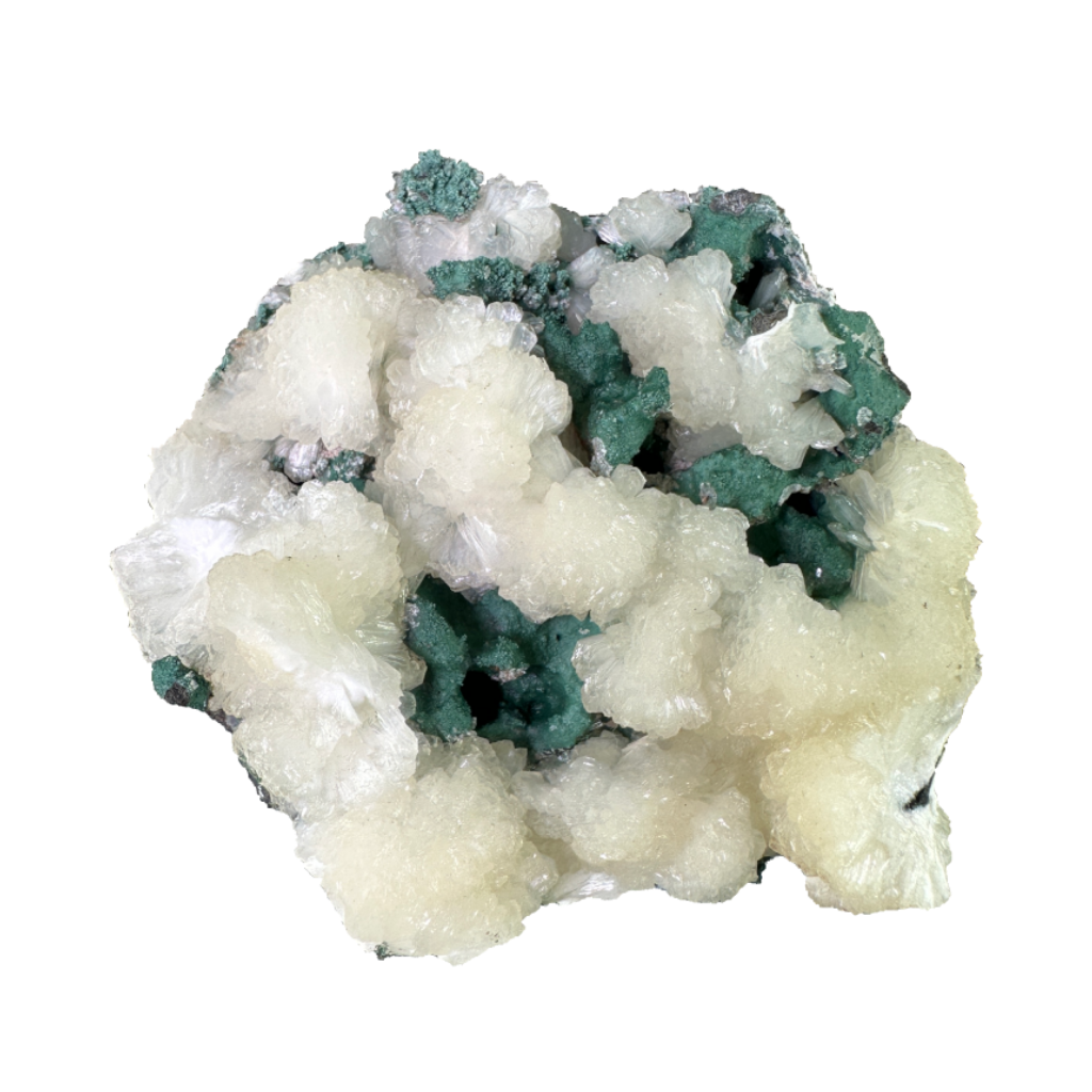 Stilbite on Green Chalcedony