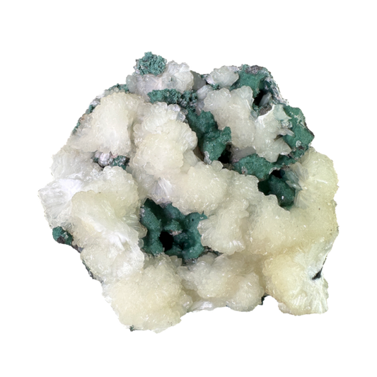 Stilbite on Green Chalcedony