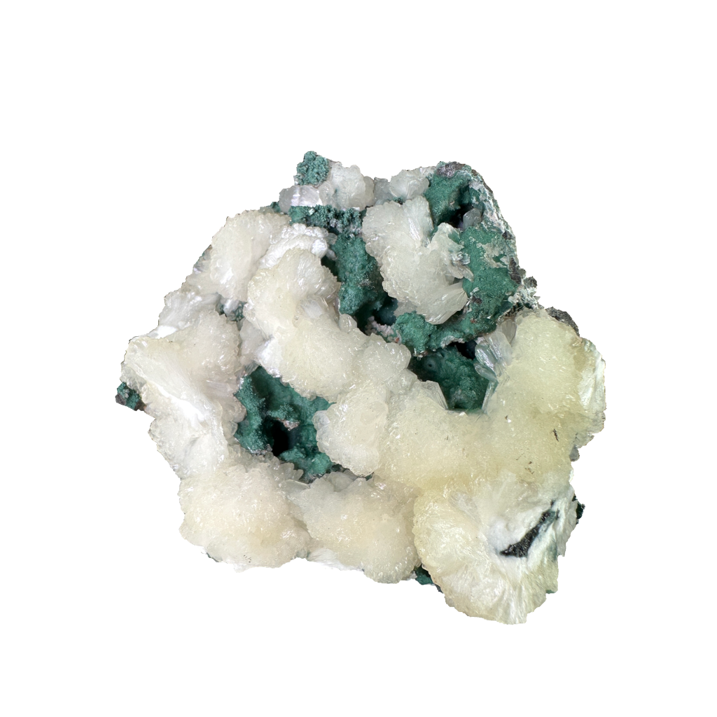 Stilbite on Green Chalcedony