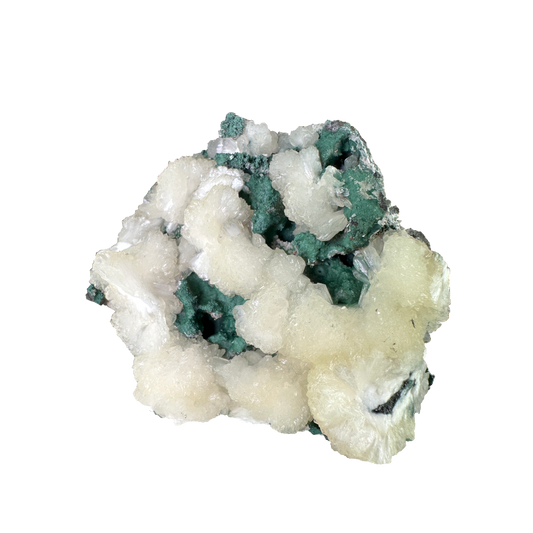 Stilbite on Green Chalcedony